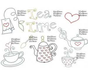 Stickserie - TEA PARTY Fransenappli Doodle